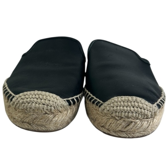 J. Crew Black Leather Slip On Espadrilles Mules Shoes Women SZ 7.5 Preppy Boho - Picture 4 of 13